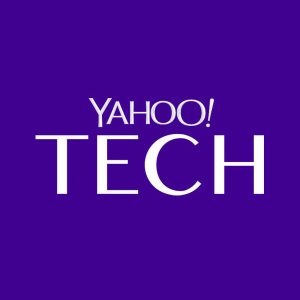 Yahoo Tech logo on purple background.