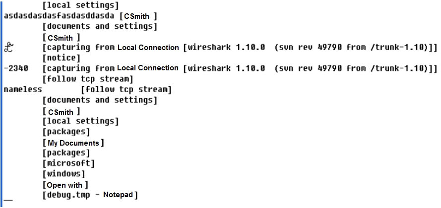 Computer screen displaying directory and file paths.