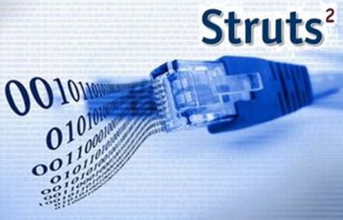 Struts2 logo with binary code and cable.