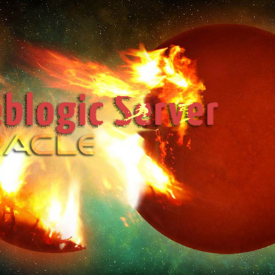 Oracle Weblogic Server fiery graphic design.