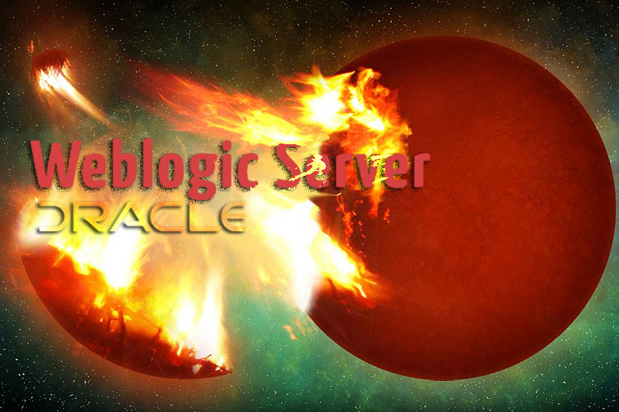 Oracle Weblogic Server fiery graphic design.