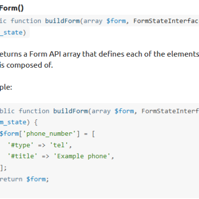 Code snippet for building a form.