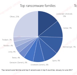 Pie chart of top ransomware families.