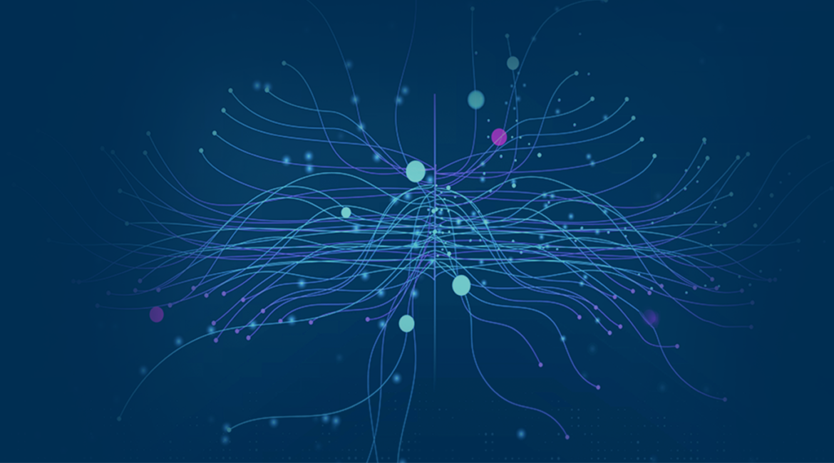 Abstract digital network with blue lines.