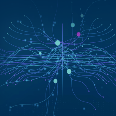 Abstract digital network with blue lines.