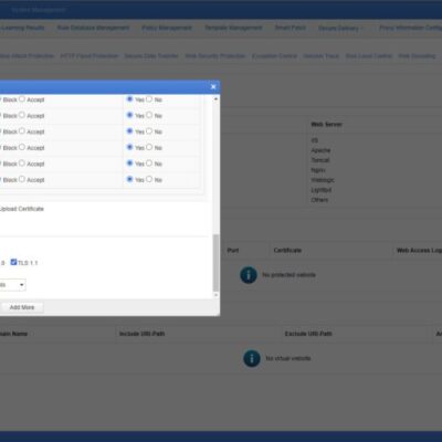 Web application firewall settings interface screenshot.