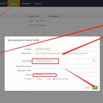 Software interface with new application control profile.