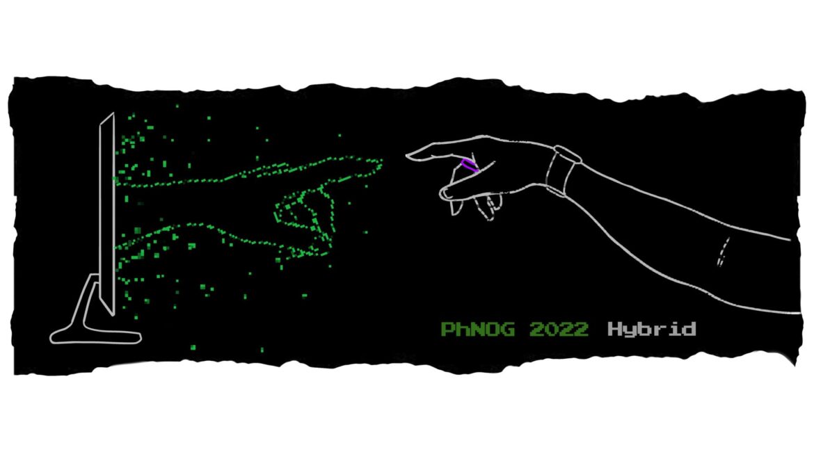 Digital hand reaching towards human hand.