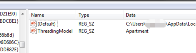 Registry editor showing CLSID and file path.