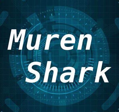 Text "Muren Shark" on digital blue background.