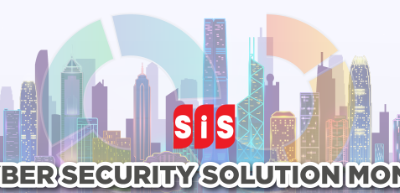 Cybersecurity event banner with city skyline.