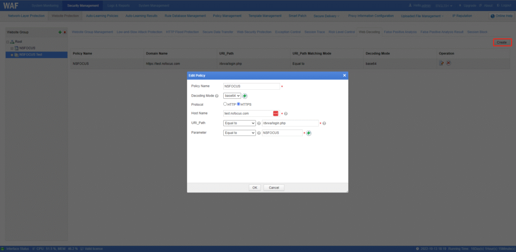Web interface showing a user settings dialog.
