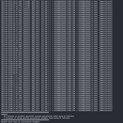 Computer screen displaying server log entries.