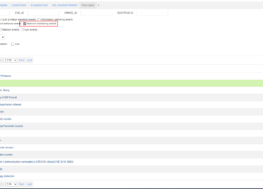 Network monitoring event log interface screenshot.