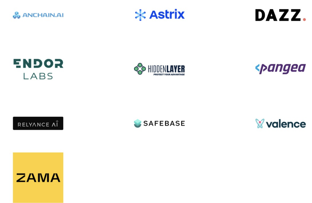 Various tech company logos on white background.