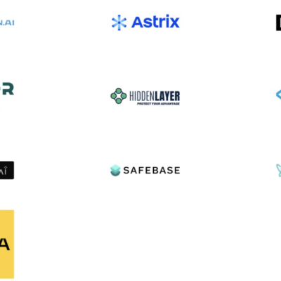 Various tech company logos on white background.