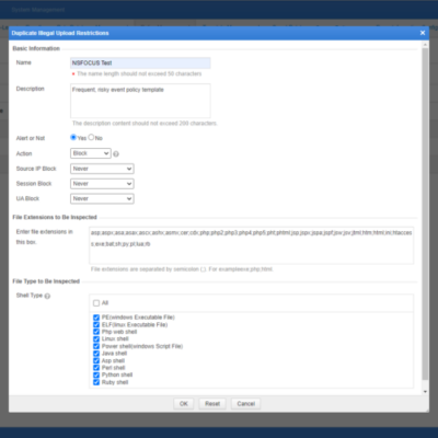 Web interface showing firewall rule configuration.