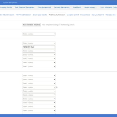 WAF policy settings dashboard screenshot.