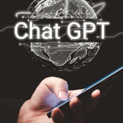 Uma imagem que ilustra uma pessoa usando celular com chatgpt.