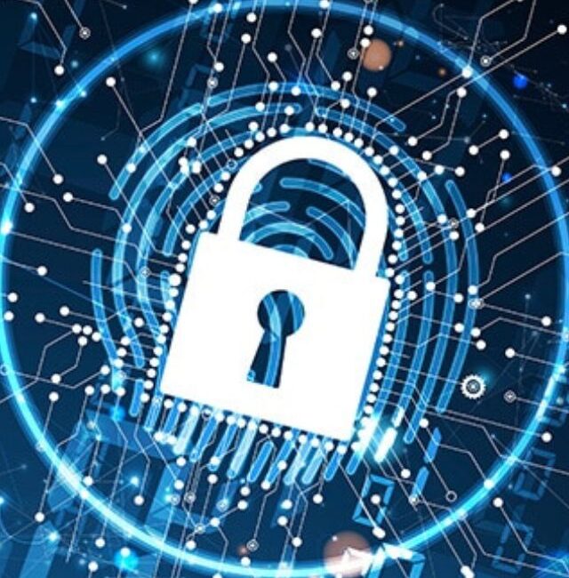 Uma imagem que ilustra um cadeado que significa proteção cibernética.