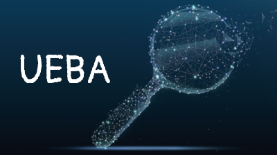 Digital magnifying glass with UEBA text.