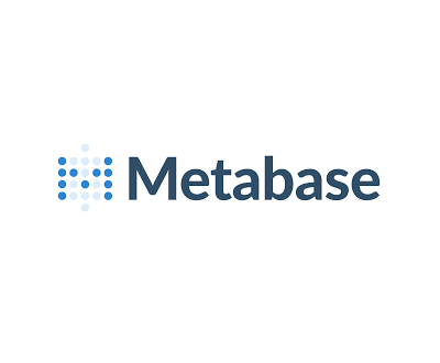 Metabase logo with blue dotted design.