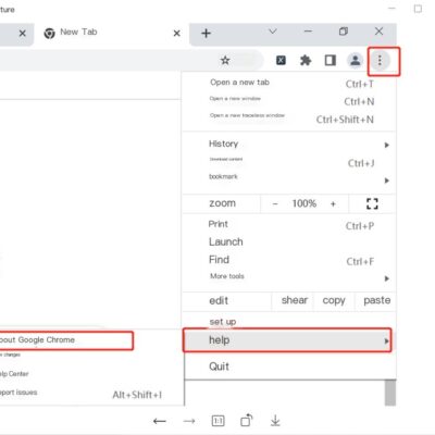 Chrome settings menu open with options highlighted.