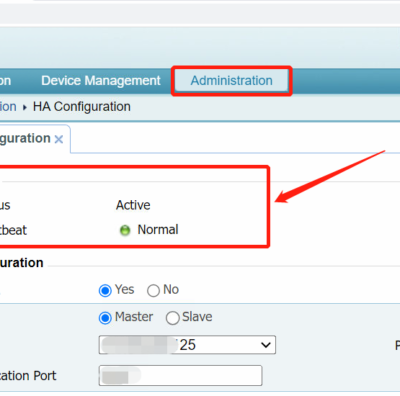 HA configuration interface with active status.