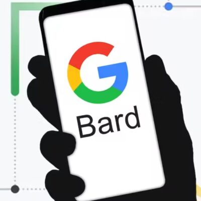 Uma imagem que ilustra um celular com Google Bard aberto.