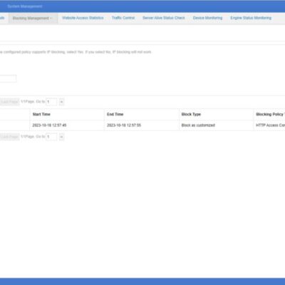Web application firewall user interface dashboard screenshot.