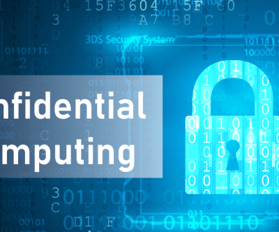 Confidential computing concept with digital padlock.