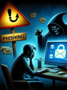 Uma imagem que ilustra uma pessoa sofrendo ataque de phishing.