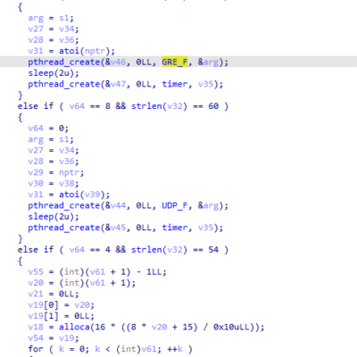 Highlighted code section with pthread_create function.