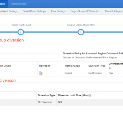 Network diversion policy configuration interface screenshot.