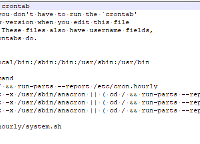 Crontab configuration file with scheduled tasks.