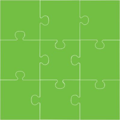 Green nine-piece puzzle layout.