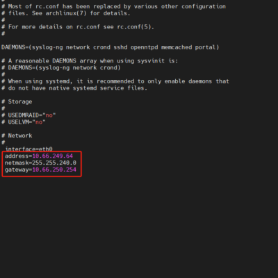 Nano editor displaying network configuration file.