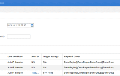 Network traffic analysis interface with data table.