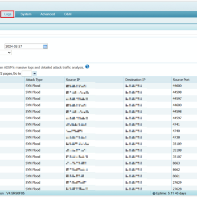 Network attack logs and IP details displayed.