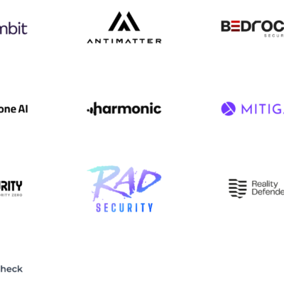 Logos of various cybersecurity companies displayed.