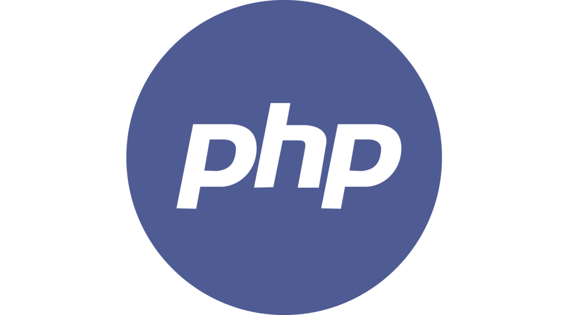 PHP logo on a blue circular background.