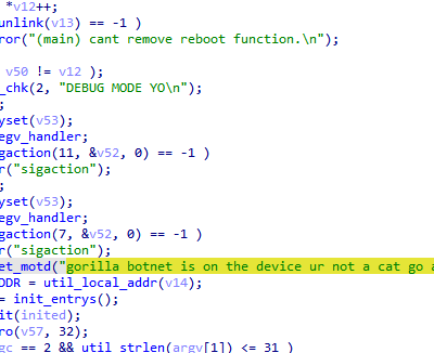 Screenshot of C code with comments about device reboot and watchdog timer.
