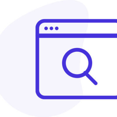 Illustration of a web browser with a magnifying glass symbolizing search.