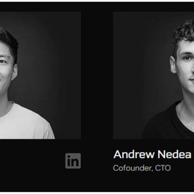 Black and white portraits of two men with professional titles.