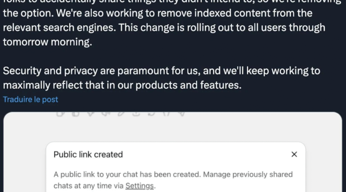 Screenshot of a website text about security, privacy, and encryption.